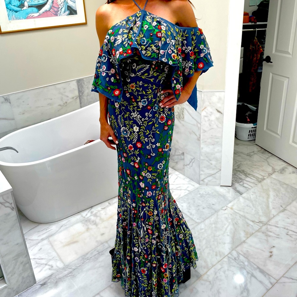 Alice + Olivia Floral Embroidered Gown